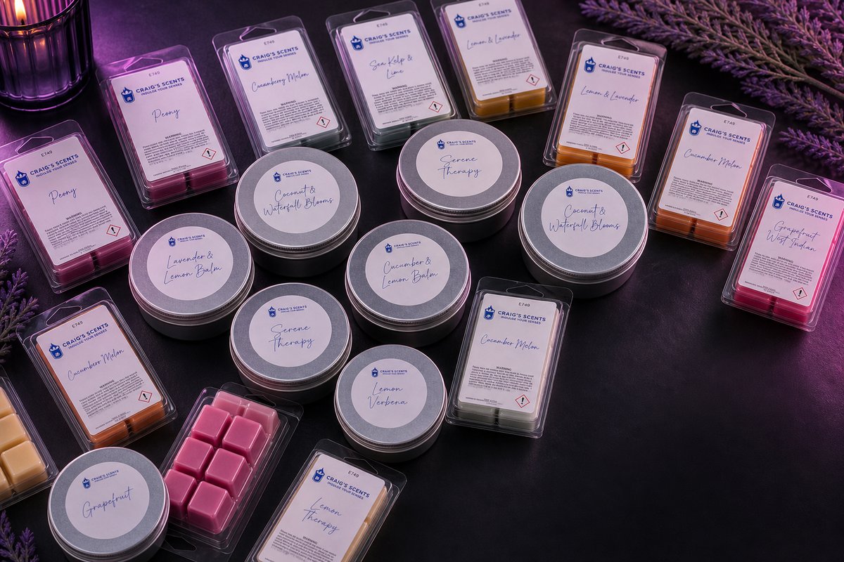 Range of Craig's Scents wax melts and sizzlers