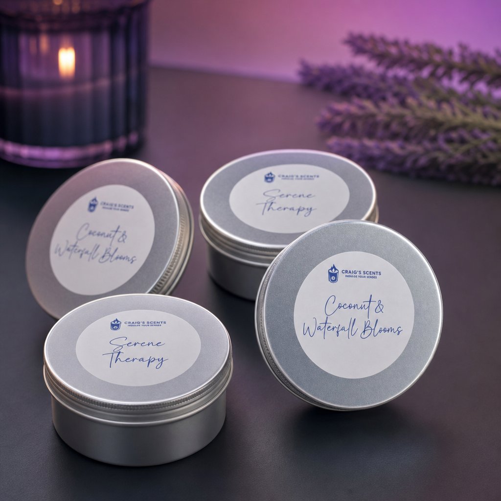 Craig's Scents tin fragrances close-up